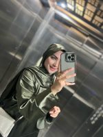 ست شومیز شلوار و شال ساتن سبز زیتونی - Image 3