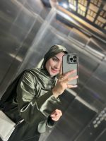 ست شومیز شلوار و شال ساتن سبز زیتونی - Image 3